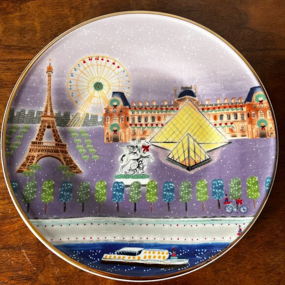 NEW Anthropologie Holiday in the City Stoneware Dessert Plate 2023 Christmas - Picture 2 of 7